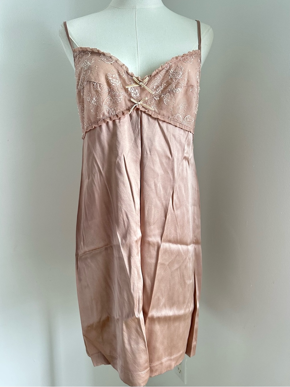 New La Perla Silk  Lace-Trim Slip Dress in Blush Pink